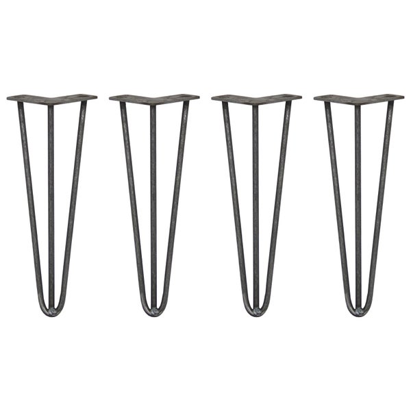 4 x 35.5cm Hairpin Tischbeine 3 Streben - 10mm - Rohstahl