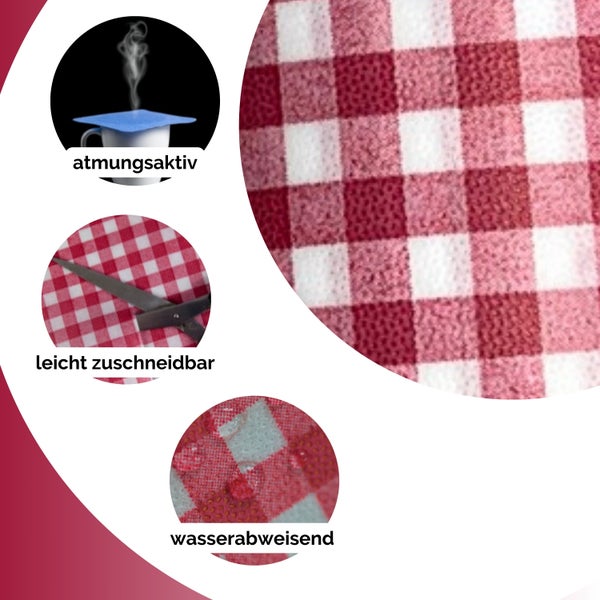 Sensalux Tischdecke, abwaschbar, Vorteilspack, 10 Stück, 1m x 1m, Karomuster, Weiß-Rot