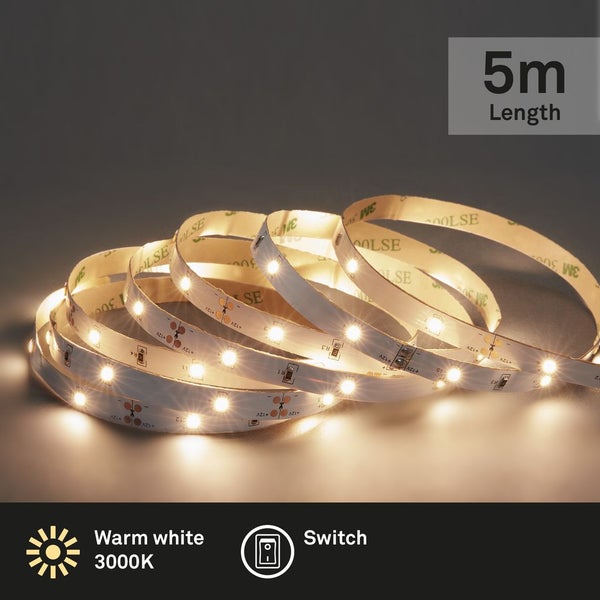 LED Band LED Stripe 5 Meter selbstklebend 16W weiß Kunststoff Briloner
