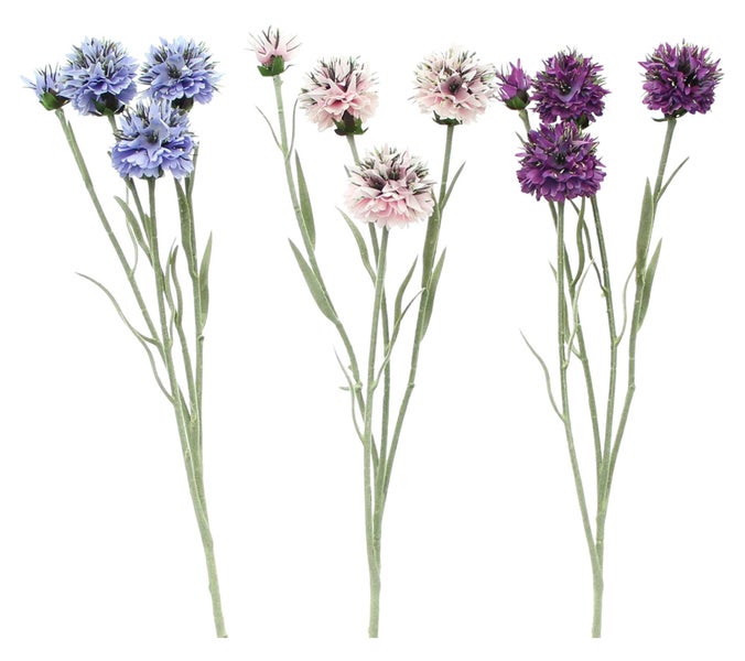 FRANK FLECHTWAREN | Kunstblume Kugeldistel, 3er Set, L: 59 cm, KUNSTSTOFF