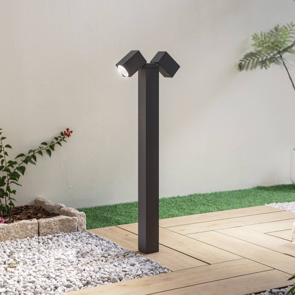 Lindby Außenleuchte Othil (spritzwassergeschützt (Modern) in Alu aus Aluminium (2 flammig, GU10) - Wegeleuchte Pollerleuchte Wegelampe Sockelleuchte