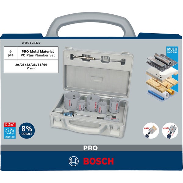 Bosch Lochsägenset mit verschiedenen Größen, Bohrer und Adapter