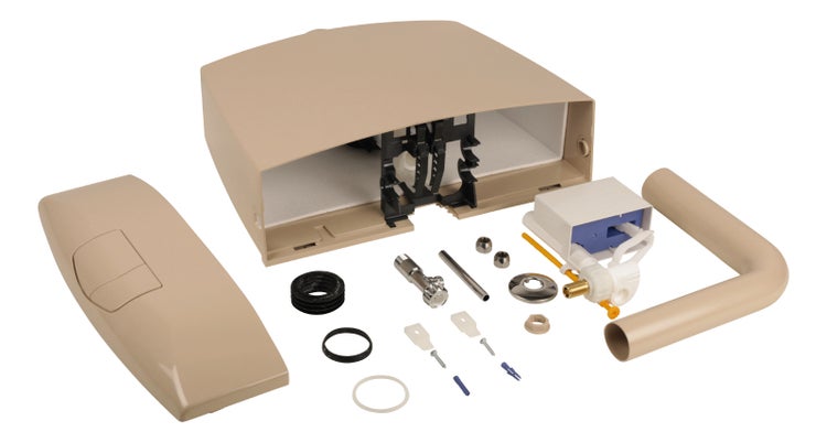 Sanitop-Wingenroth Spülkasten Karat | Tiefspülkasten mit Zwei-Mengen-Technik | 3,5 oder 6 - 9 l | Geräuscharm und vollisoliert | Variabler Anschluss | Beige | 21053 9
