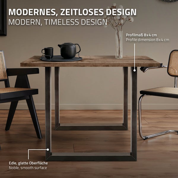 Esstisch mit Holztischplatte und Metallbeinen