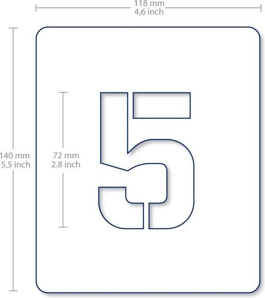 QBIX Zahlenschablonen Set - 11,8 x 14cm - Zahlen & Symbole - Zahlen sind 7,2cm hoch