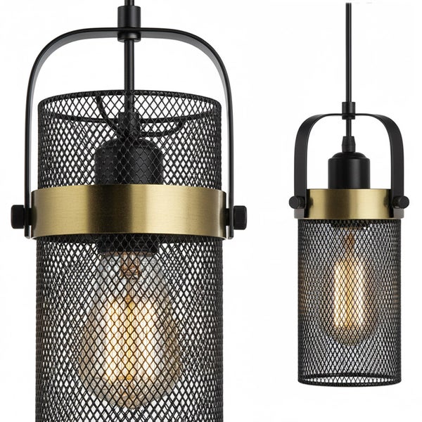 Hängelampe aus Metallgitter mit Leuchtmittel
