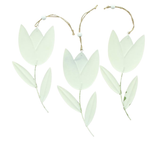 FRANK FLECHTWAREN | Blumenhänger Tulpe, 3er Set, METALL, SISAL, 12 x 0,5 x 27,5cm (GH)