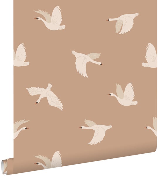 Tapete mit fliegenden Schwänen Muster