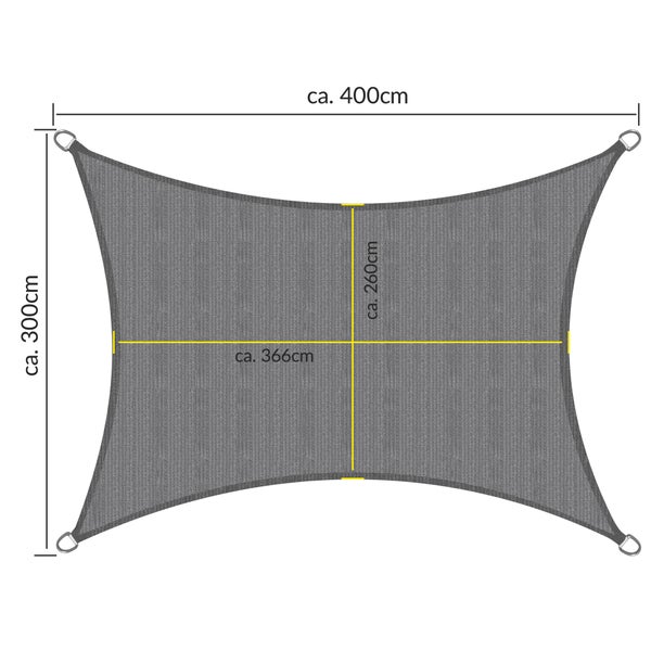 SolVision HS9 Sonnensegel 300x400cm rechteckig Anthrazit HDPE