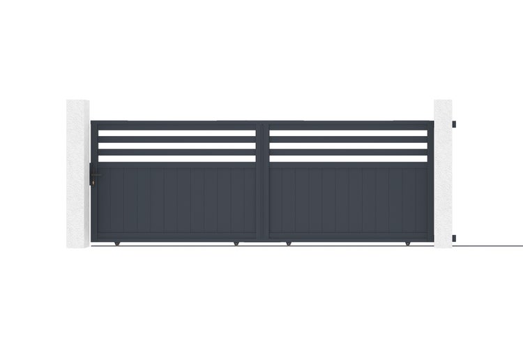 Schiebetor aus Aluminium mit horizontalen Streben