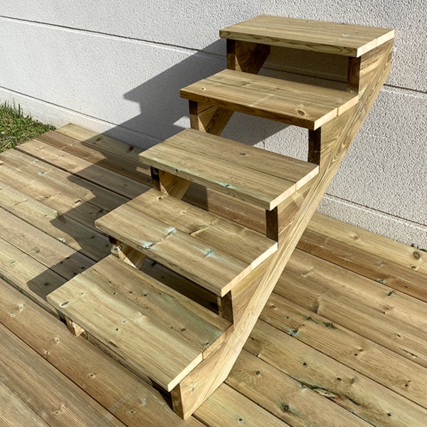 Außentreppe, Gartentreppe, Terrassentreppe  Holz H88cm 5 Stufen, Breite 60cm, OHNE Setzstufen