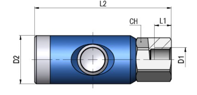FAIRAIR Sicherheitskupplung SSK-7,4-3/8I, G 3/8 Innengewinde drehbar NW 7,4, eloxiert, FA60015
