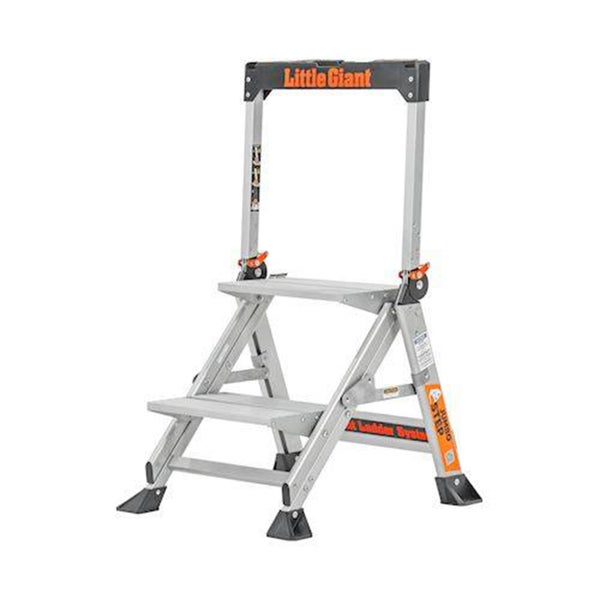 Little Giant Jumbo Step Klapptritt aus Aluminium mit 2 Stufen und Sicherheitsbügel inklusive Werkzeugablage.