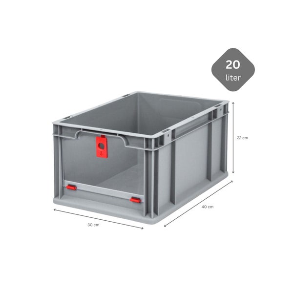PROREGAL SparSet 5x Eurobox NextGen Insight Cover HxBxT 22 x 30 x 40 20 Liter Hoch/Rot Eurobehälter Transportbox