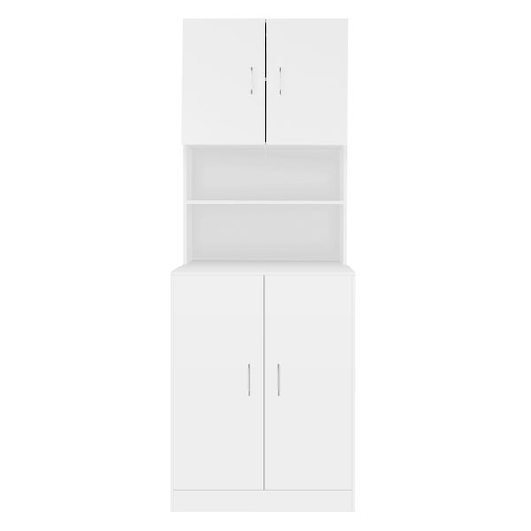 ECD Germany Waschmaschinenschrank 190x70 cm mit 4 Türen, Weiß, Badezimmerschrank für Waschmaschine/Trockner, Hochschrank Badmöbel Badregal Badschrank Umbauschrank Überbau Waschmaschinenüberbau