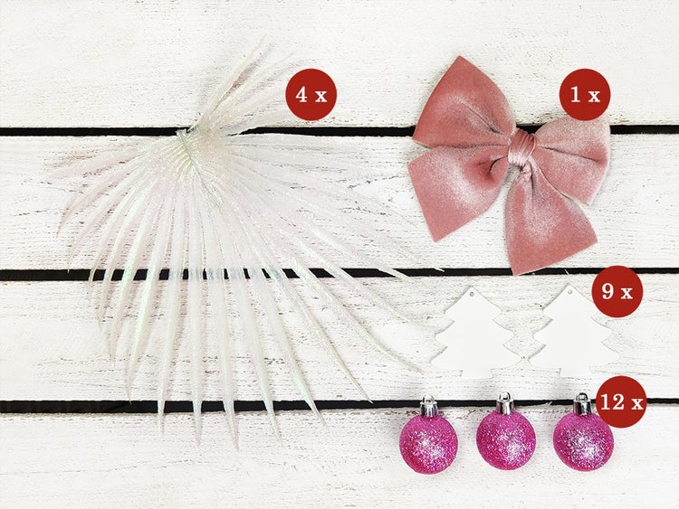 Geschmückter künstlicher Weihnachtsbaum ROSA VERLÄNGERUNG 60 cm mit LED-BELEUCHTUNG IM TOPF