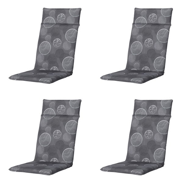 Hochlehnerauflage Kreis grau - Ca. 120x50 cm - 4er-Set