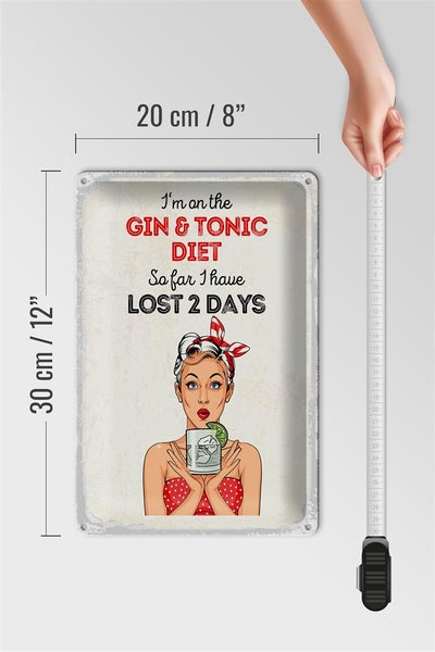 Blechschild Spruch I`m on the Gin & Tonic Diet rot 20x30cm