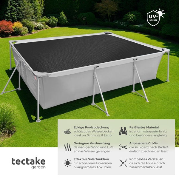 Pool-Solarfolie tectake  500 x 1000 cm rechteckig und selbstschwimmend schwarz