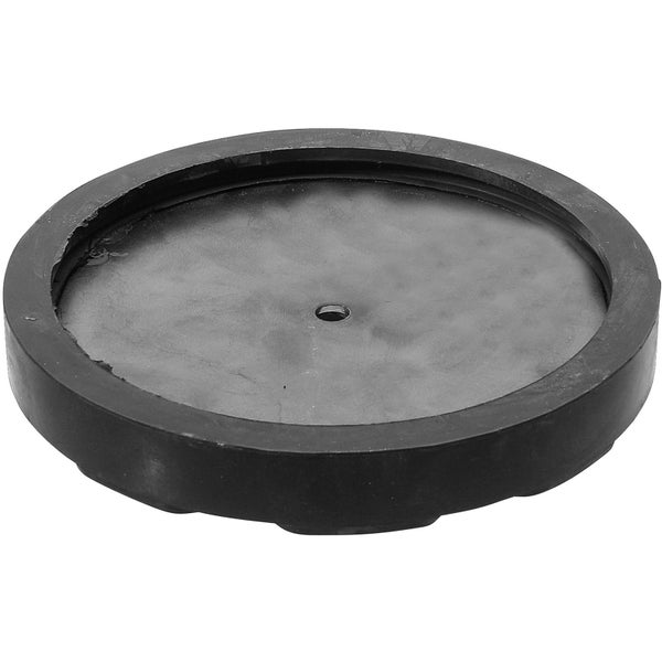 Runde Gummidichtung mit erhöhtem Rand und kleiner Öffnung in der Mitte, schwarz
