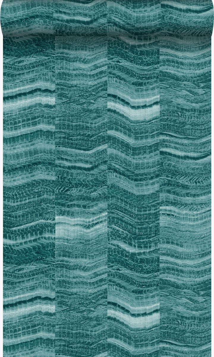 Origin Wallcoverings Tapete Zick-Zack-Mamorstreifen Petrolblau - 53 cm x 10,05 m - 337249