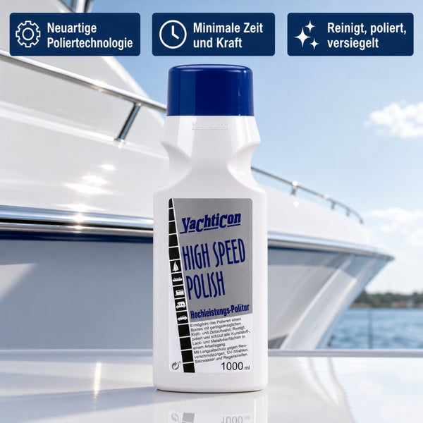 Yachticon High Speed Polish Bootspolitur 1000 ml fuer Lack und Metalloberflaechen mit innovativer Poliertechnologie