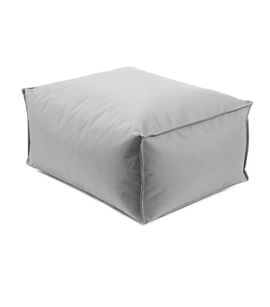 Outdoor Pouf o. Hocker 60x45cm in Grau für Balkon und Garten 'Der Ruhestifter' Sitzhocker eckig, Bodenkissen, Sitzwürfel, Sitzpouf, Fußhocker und Beistelltisch mit EPS-Perlen Füllung, Indoor geeignet