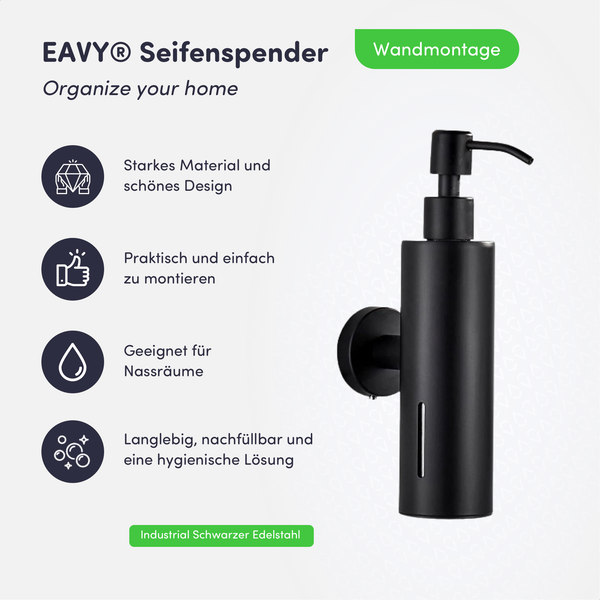 EAVY  Seifenspender Edelstahl Schwarz zur Wandmontage