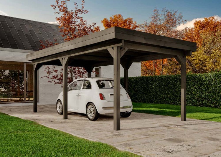 Alpholz Einzelcarport Olaf Grey Line Carport aus Holz in Grau, Unterstand Überdachung mit Montagematerial