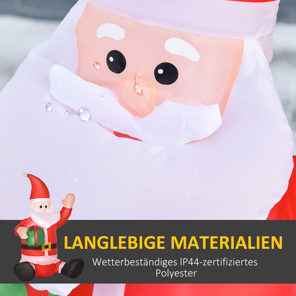 HOMCOM Selbstaufblasbarer Weihnachtsdekoration, mit Geschenk, Gebläse, L70 x B50 x H120 cm, Polyester, Rot