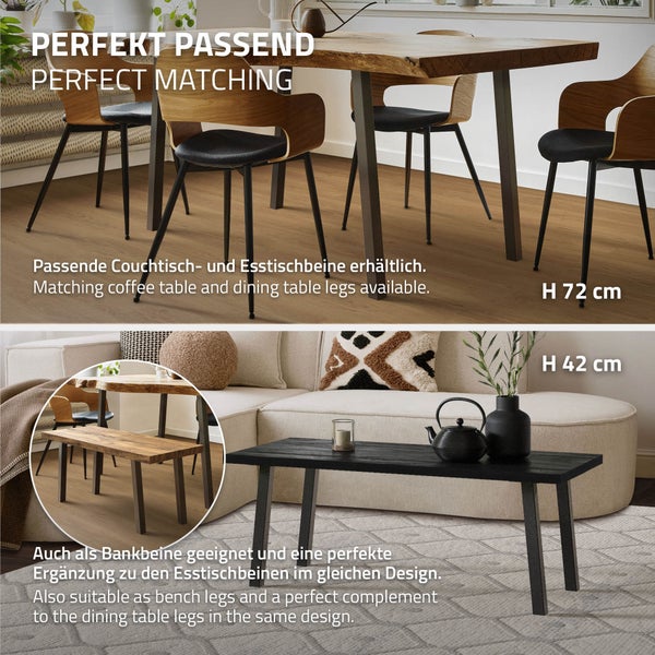 ML-Design 4er Set Tischbeine schräg H30 cm, Dunkelgrau Optik Industrial aus pulverbeschichtetem Stahl, Profil 4x4cm, I-Form, Möbelfüße Metall 96° Neigung, Tischfüße Möbelbeine für Couchtisch, Sitzbank