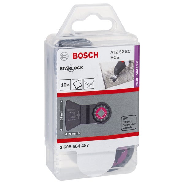 Bosch 10x HCS Schaber ATZ 52 SC biegesteif 26 x 52 mm - 2608664487