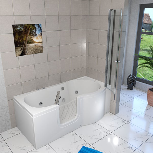 Seniorendusche  Wanne Whirlpool S12D-WP-L 170x85 cm