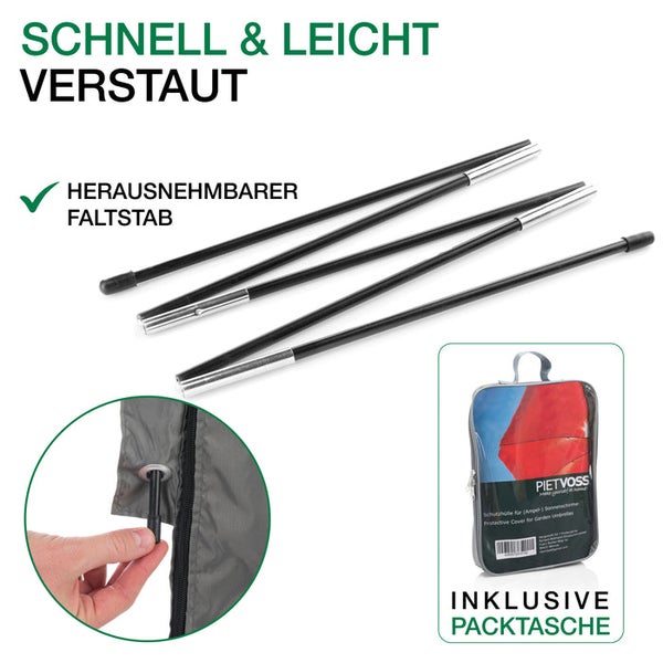 FLOORDIREKT Schutzhülle für Ampelschirm - aus Polyester - Inkl. Stab & Packtasche