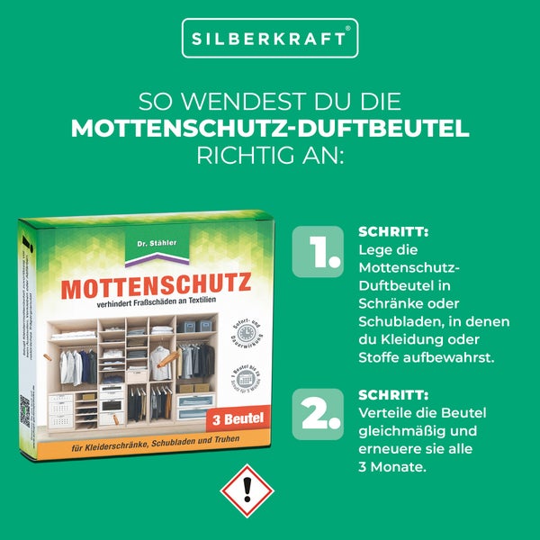 Mottenschutz für Kleidung, Duftbeutel gegen Kleidermotten und Textilkäfer, Schutz vor Fraßlöchern in Textilien und Wäsche, Mottenabwehr für Kleiderschrank, Schublade und Aufbewahrung, 3er Set