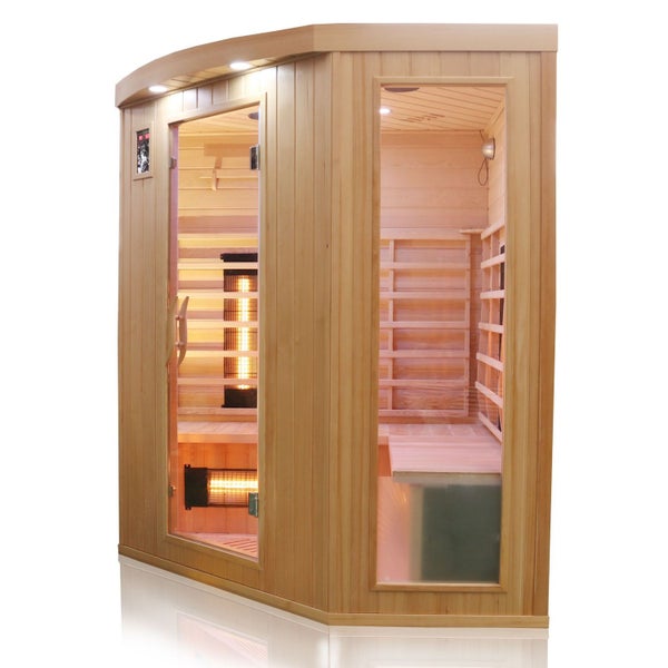 Dewello® Infrarotkabine Infrarotsauna HALEY 160cm x 160cm inkl. 8 Vollspektrumstrahler, Karbonstrahler, Radio, Farblicht