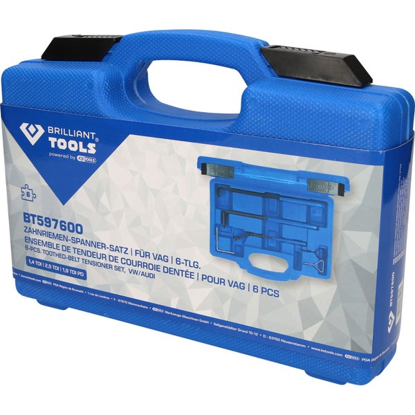 Brilliant Tools Zahnriemenspanner Satz für VW und Audi im blauen Werkzeugkoffer