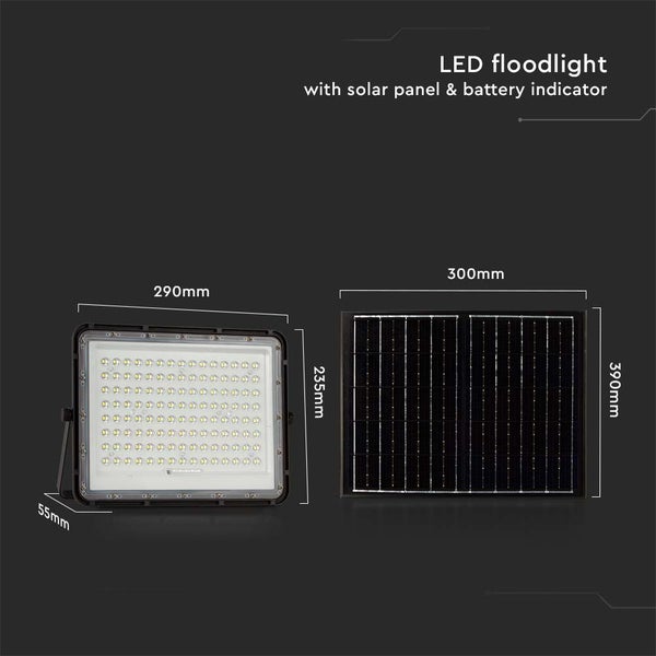 LED-Flutlicht mit Solarpanel und Batterieanzeige, Abmessungen
