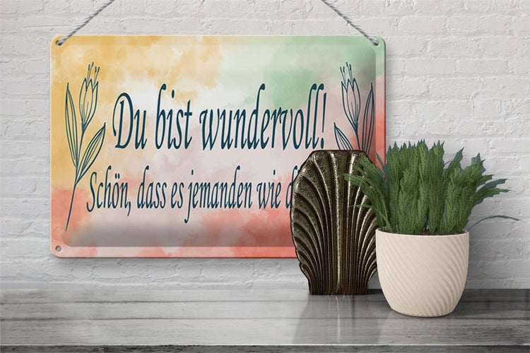 Blechschild Spruch 30x20cm du bist wundervoll schön das es