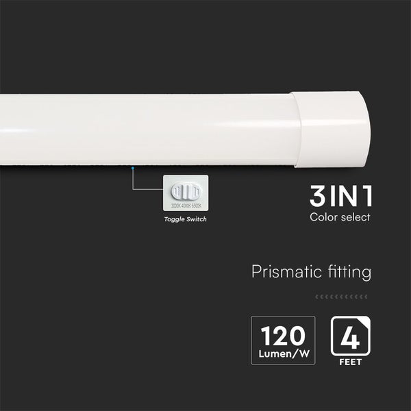 LED Röhrenleuchte mit Farbwähler, 120 Lumen pro Watt, 4 Fuß Länge, mit Prismenabdeckung