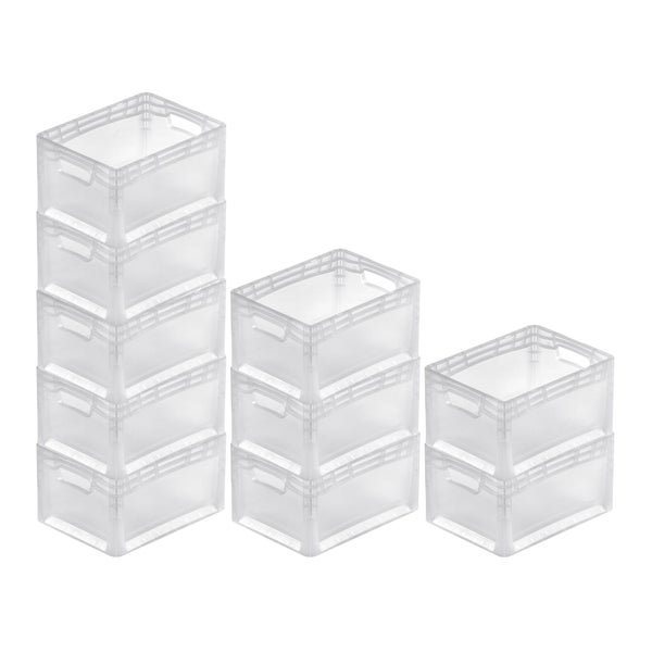 PROREGAL SparSet 10x Transparenter Eurobehälter LightLine mit Offenem Griff HxBxT 22 x 30 x 40 cm 2,4 Liter Eurobox Transportbox