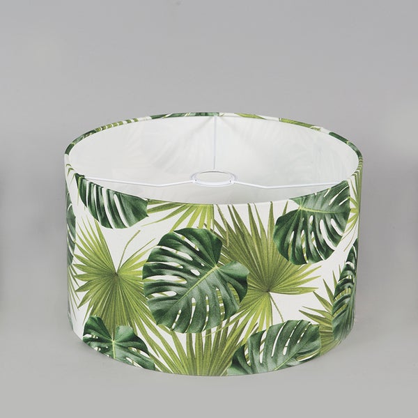 Baumwoll-Lampenschirm Blattdesign Rund 35/35/20 - Leaf