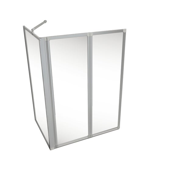 Duschwand mit zwei Elementen und Stabilisationsarm