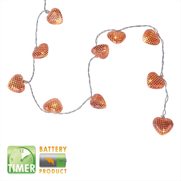 Herz Lichterkette mit Timerfunktion und Batteriebetrieb