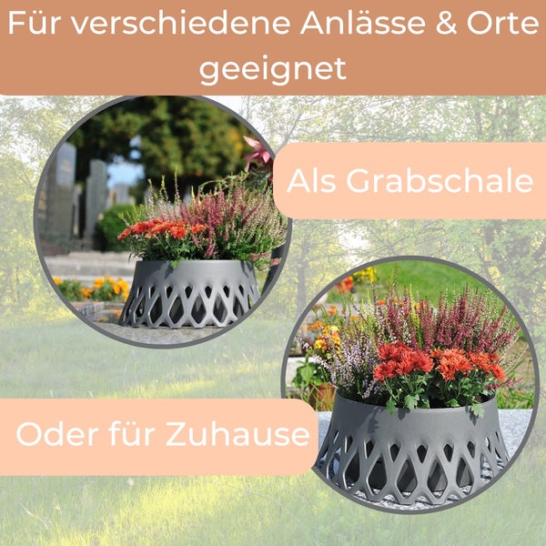 Dekorative Pflanzschale für verschiedene Anlässe und Orte geeignet, beispielsweise als Grabschale oder für den Garten