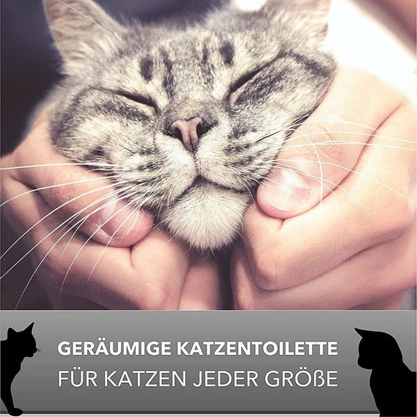 Katzenklo mit Deckel Aktivkohlefilter Katzentoilette Katzen WC Hauben Toilette Klo Indoor Outdoor grau modernes Design