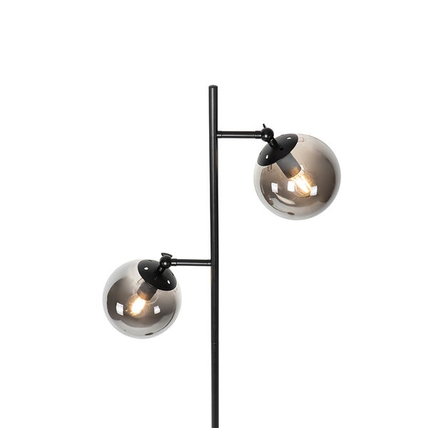 Stehlampe mit zwei grauen Kugelschirmen