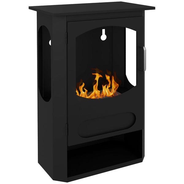 HOMCOM, Ethanol-Kamin, Bio-Ethanol-Brenner, 43L x 25B x 68H cm, Stahl, Schwarz