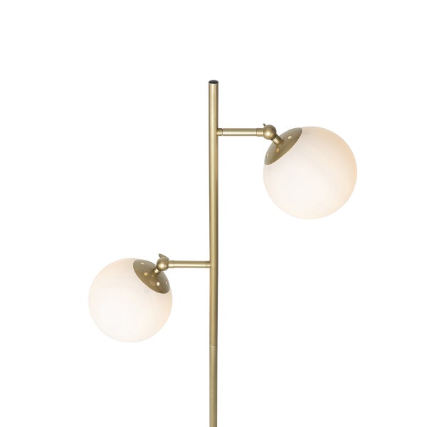 Stehlampe mit zwei runden Lampenschirmen