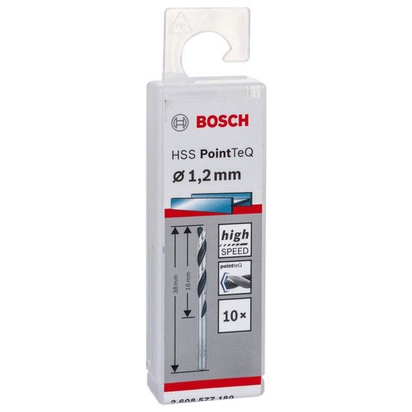 Bosch 10x HSS PointTeQ DIN 338 1,2 x 16 x 38 mm - 2608577180